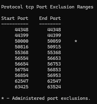 port exclusion ranges